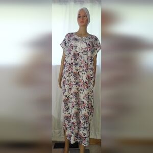 Vibrant Floral Moroccan Qandora – Timeless Elegance in Size M